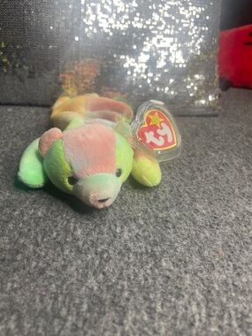 Sammy The Bear: Ty Pastel Tie-Dye Bear Plush - Pink, Green, Yellow, Blue